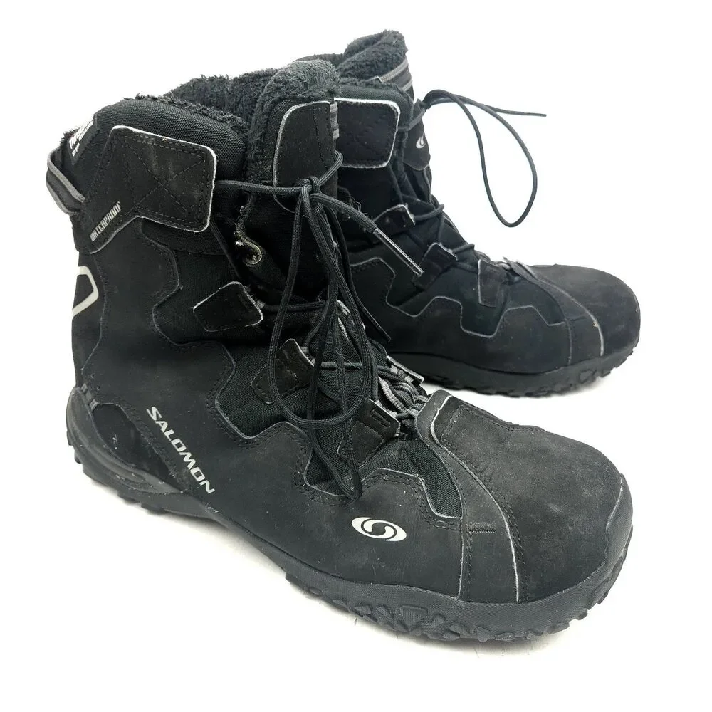 Salomon Snowtrip Black Thinsulate 200 Gram Waterproof Boots Mens Size 14